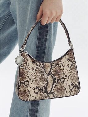 Stella McCartney Brown & Cream Snake-Print Shoulder Bag
